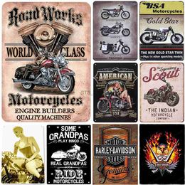Metal Painting Metal Tin Signs Plaque Painting Motorcycle Motorbikes Vintage Retro Iron Picture Bar Cafe Club Garage Gym Pub Home Decoration