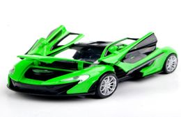 Collectible Car Models 132 Green McLaren P1 Alloy Diecast Car Toys Electronic Pull Back Car Model Kids Toys brinquedos Gift2297524