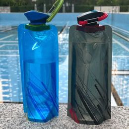 Water Bottles Cages 700mL Reusable Sports Travel Portablapsible Folding Drink Water Bottle Kettle Outdoor Sports Plastic Water BottleL240124