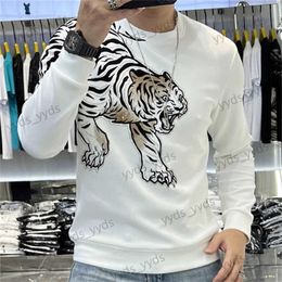 Felpe con cappuccio da uomo Felpe Autunno New Tiger Hot Diamond Pattern Harajuku Girocollo Trend Felpa di grandi dimensioni Y2k Moda casual Pullover Abbigliamento da uomo T240124