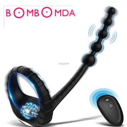 Vibrators Remote Control Prostate Vibrator Cockring Sex Toys for Men Masturbator Anal Beads Butt Plug Vibrator Penis Ring Sexy Accessories