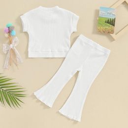 Set di abbigliamento fhutpw per bambini bambini outfit stampare mucca top-shirt top cartone animato pantaloni svasati set di ragazze occidentali