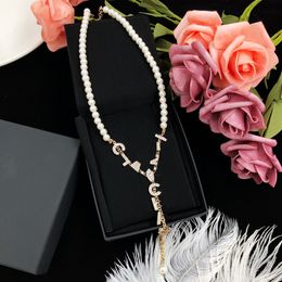 Top Luxury Pearl Necklaces For Woman Diamond Pearl Necklace Bow Designer Necklace Gift Chain Jewelry