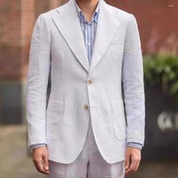 Men's Suits Summer Male Blazer Fashion Notch Lapel Two Buttons Thin Linen Suit Slim Fit Beach Casual Daily Wedding Tuxedo 1 Piece