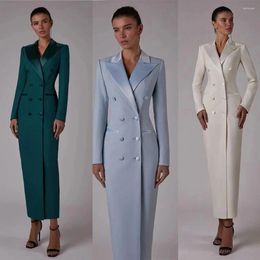 Men's Suits Formal Women Blazer Elegant Jacket Long Double Breasted Peaked Lapel Luxury Skinny Solid Colour Office Lady Clothing Tailor-Made