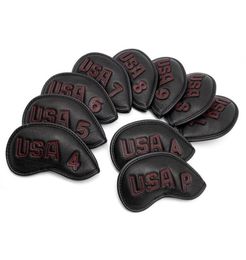 Golf Club Iron Cover Headcover Usa with Redwhite Stitch Golf Iron Head Covers Golf Club Iron Headovers Wedges Covers 10pcsset 229937393