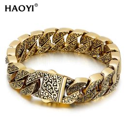 Bracelets Vintage Men's Bracelet Men's Unique Engraving Containment Cuban Chain Stainless Steel Men's Bracelet Best Couple Bracelet Gift