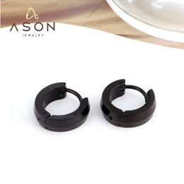 Fashion Jewelry Gold Plated Circle Hoop Earring Black Stainless Steel Earrings for Women