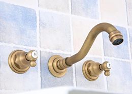 Bathroom Sink Faucets Antique Brass Widespread Wall-Mounted Tub 3 Holes Dual Handles Kitchen Basin Faucet Mixer Tap Asf528