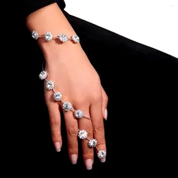 Bangle XSBODY Hand Flower Palm Bracelet Cuff Girls Y2k Handmade Zircon Luxury Adjustable Open Claw Accessory Gift