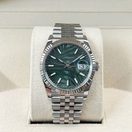 Automatic 2813 Mechanical Watch 36mm Stainless Steel Sapphire Woman 126234 Watches Water Ripple Mint Green Male Wristwatches