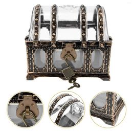 Jewellery Pouches Zerodeko Treasure Chest Plastic Pirate Box Lock Key Vintage Keepsake Container Clear Prize Decorative Storage