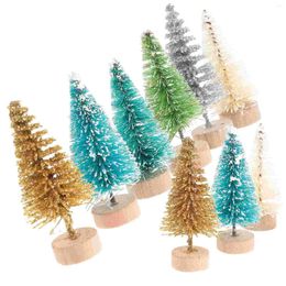 Christmas Decorations Mini Trees Artificial Colorful Wood Base Fake Snow Frost For Holidays Banquet Party