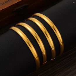 Bangle 65MM 24K Smooth Open Dubai Wedding Bangles For Women Ethiopian Jewelry Gold Color Birthday Gifts