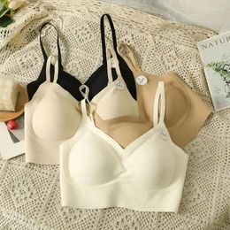 Women's Tanks Women Tank Tops With Built In Bra Spaghetti Strap Solid Colour Screw Thread Underwear Backless Camisole Autumn Drop