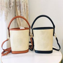 Beach straw woven bag casual rattan women's handbag wicker woven women's tote bag large capacity ladies bucket bag trave301Q