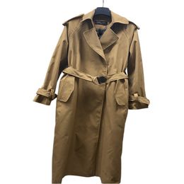 Дизайнерский плащ, женское длинное пальто с поясом, универсальная темпераментная куртка унисекс осенне-зимнего стиля в британском стиле
