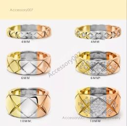designer Jewellery rings branded stamp Top Quality High polished Ring Gold Silver Rose Stainless Steel letter diamond thin wide Rings wedding Jewellery