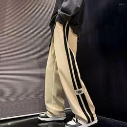 Men's Pants Men Retro Striped Wide Leg Sweatpants With Elastic Drawstring Waist High Street Style Full Length For Breathable