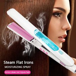 Hair Straighteners Steam Hair Straightener Salon Ceramic Vapour Ionic Flat Iron Straightening for Woman 2 in 1 Hair Straight and Curler Q240124