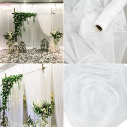 5/10 meter thin gauze wedding organic roll transparent crystal organic fabric used for wedding decoration baby shower birthday event party supplies 240124