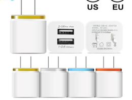 Metal Dual USB wall Charger Phone Charger US EU Plug 21A AC Power Adapter Wall Charger Plug 2 port for Ip 11 pro max Samsung Xiao7676984