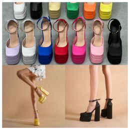 2024 Dress Shoes womens stiletto sandals Luxurys Designers platform pump Ankle Strap Metal buckle Pointed Toe Wrap Evening shoes Party Wedding heels big size