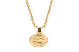 Gold Plated Oval Mohammed Allah Name Pendant Necklaces Islam Jewelry Arab Muslim Middle Eastern EID Ramadan Necklace6392774