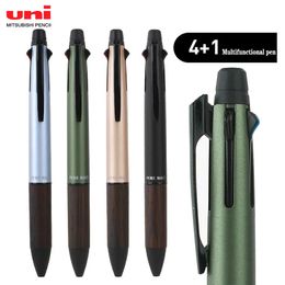 Color Japanese UNI MSXE5-2005 Multifunctional Ballpoint Pen Mechanical Pencil 5 in 1 Frosted Oak Hand Guard 240122