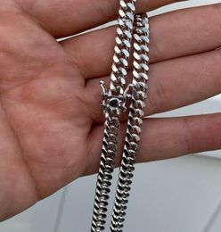 Mens Miami Cuban Link Chain Real Solid 925 Sterling Silver Fill Box Lock Necklace 6mm9447778