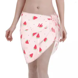 Women's Swimwear Sexy Chiffon Pareo Cute Summer Fruits Watermelon Cover Up Wrap Kaftan Skirts Beach Dress Swimsuits Bikinis Cover-Up