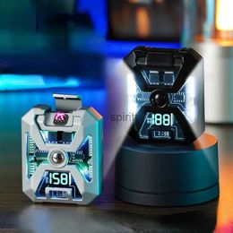 Lighters New Metal Outdoor Windproof Pulse Cross Double Arc USB Electric Lighter Touch Sensing LED Display Power Durable Life Men's Gifts YQ240124