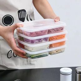 Plates 1pcs 4 Grids Storage Fruit Vegetable Box Container Refrigerator Freezer Organisers Sub-Packed Ginger Kitchen Tools