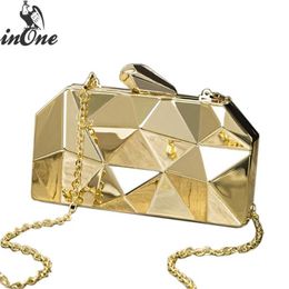 Irregular Metal Handbags ClutchesTop Quality Hexagon Wedding Bridal Party Evening Purse Silver Bags for Women 2020 Mini Gold Box166b