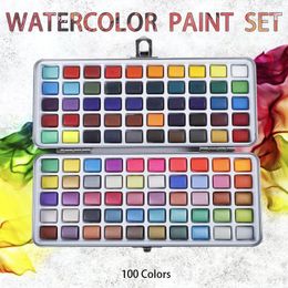 Supplies Aibelle 50/72/90/100 Colours Solid Watercolour Paints Set Artist Water Colouring Paint Practise for Drawing Art Paint Art Supplies
