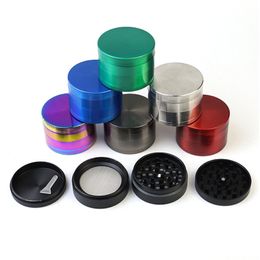 40mm 50mm 55mm 63mm metal tobacco herb grinder smoking accessories 4 parts spice crusher cnc teeth Philtre net 7 Colours hand mullers grinders