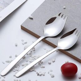 Forks Fruit Fork Spoon Long Handle Stainless Steel Ice Cream Salad Dessert Tableware Convenient Western Multifunction Silver Spork