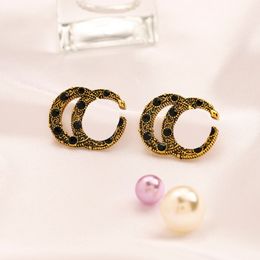 Vintage Gold Plated Stud Earring Diamond Pearl Charm Fashion Style Gift Jewelry Winter Hot Brand Boutique Earrings Correct