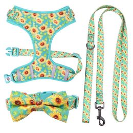 Collars Tropical dog harness, matching dog collar ,vest,poo bag and bandana for pet gift