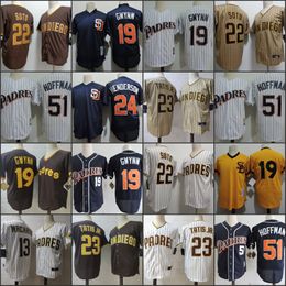 Baseball Jerseys Home Jersey 22 PAORES SOTO 13 PADRES MACHADO 23 ANDIEGO TATIS JR 51 PADRES HOFFMAN 19 PADRES GWYNN 24 HENDERSON Men women