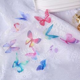 Decorative Flowers 50PCS Multicolor Translucent Artificial Chiffon Butterfly Gradient Colour DIY Headdress Handmade Material Wedding