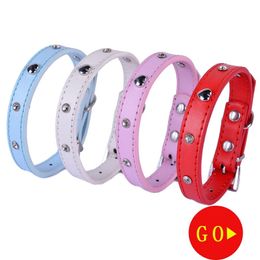 Collars 10pcs Fashion Leather Dog Collar Crystal Studded Heart Shaped Dog Accessories Small Pet Dog Health Supplies