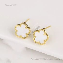 designer jewelry earring Wholesale flower stud Factory 18K gold rose silver earrings Stainless Steel inlaid ceramic black white red green pink blue Love Jewelry