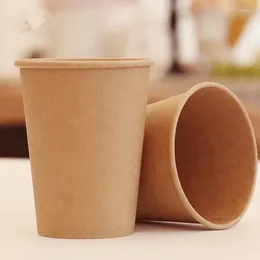 Disposable Cups Straws 100pcs/pack Kraft Paper Cup Coffee Milk Drink Household Shop Supplies