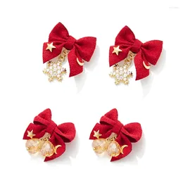 Stud Earrings Red Velvet Bow Women's Autumn And Winter Snowflake Bells 2024 Christmas