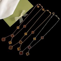 Pendant Necklace Fashion Luxury Black and Six Flower Shell Clover Women High Quality 18k Gold Jewelry 55YF LZ2X N895