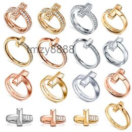 New Luxury Designer Ring Band Rings 925 Silver Diamond Letter t Women Wedding Fashion Classic with Box Valentine Anniversary Gift PULN