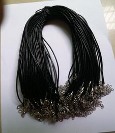 100 Pieces 20mm Black Genuine Leather Necklace Cord with Lobster Clasp String for Jewelry Necklace Bracelet Making Supplies 43CM1149028