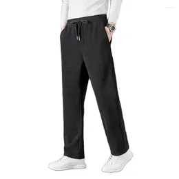 Men's Pants 2024 Winter Sanitary High Quality Aoli Velvet Thickened Flat Leg Casual Straight Mid Low Waist Grey Black