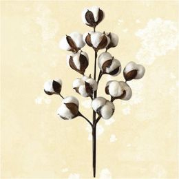 Decorative Flowers Wreaths 50Cm Cotton Stems 12 Boll Branch Artificial Dried Home Decor Drop Delivery Garden Festive Party Supplies Ott8K